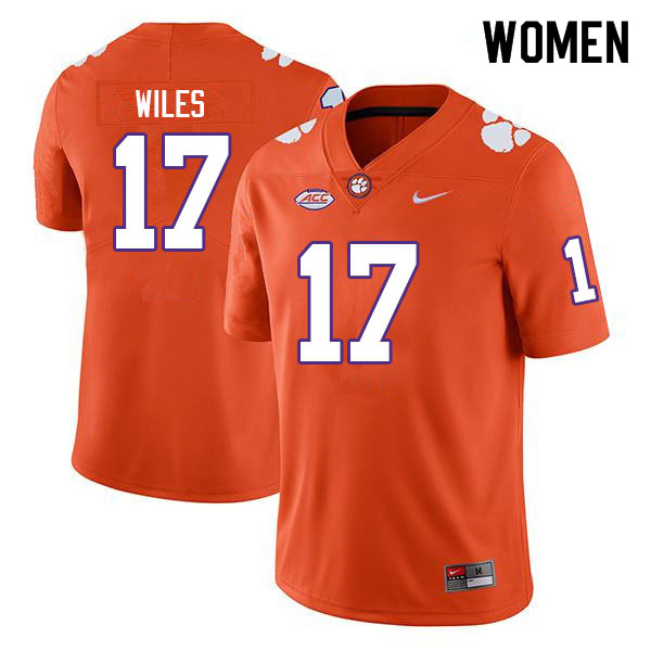 Women #17 Billy Wiles Clemson Tigers College Football Jerseys Sale-Orange